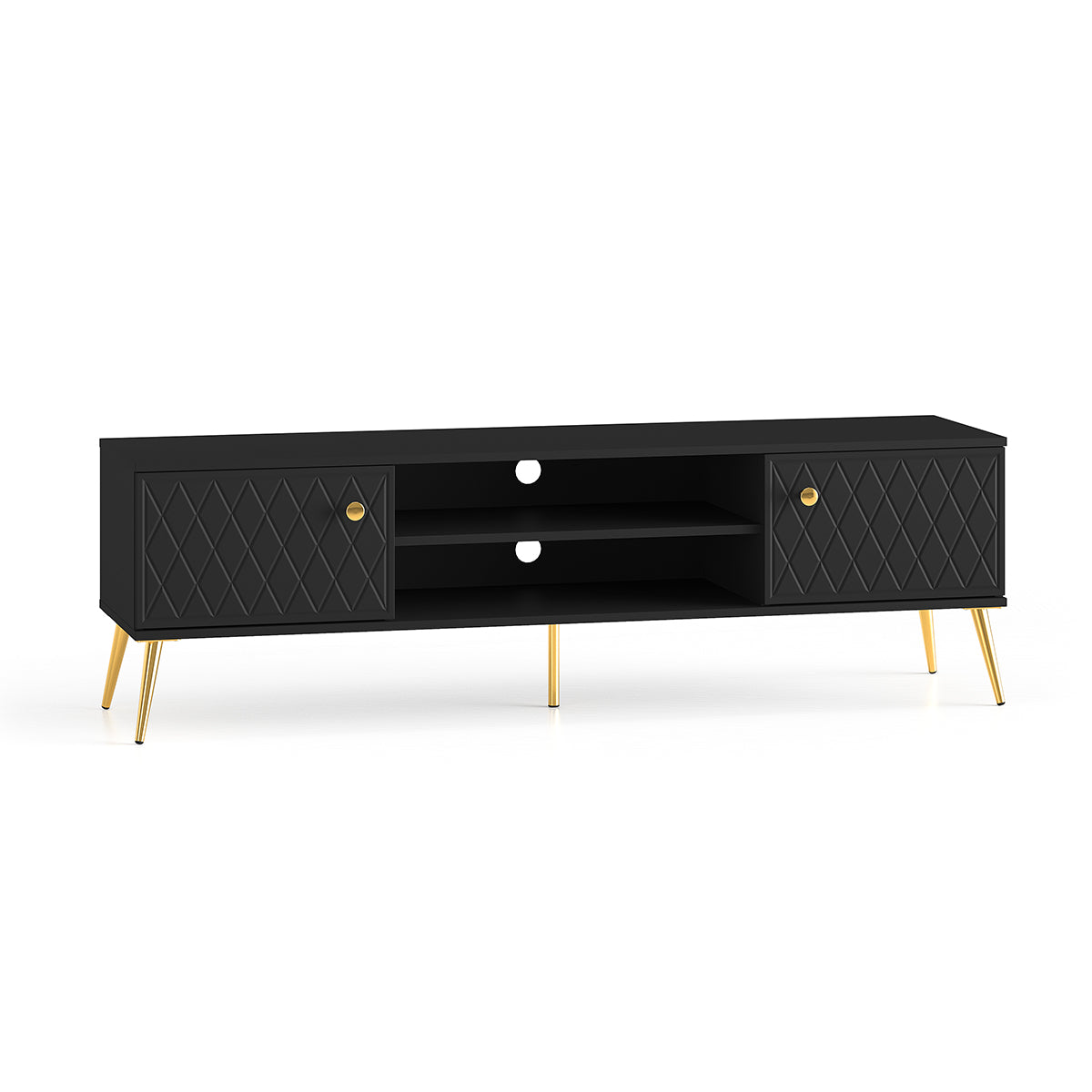 Meuble TV 2 portes 160 cm Manoé Noir