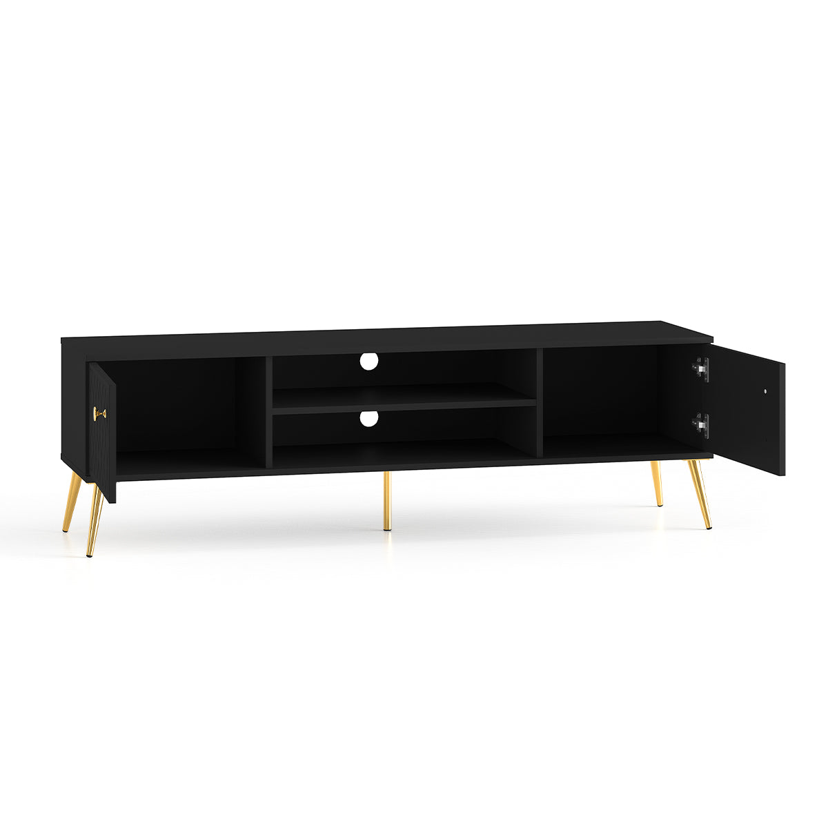 Meuble TV 2 portes 160 cm Manoé Noir - vue 2