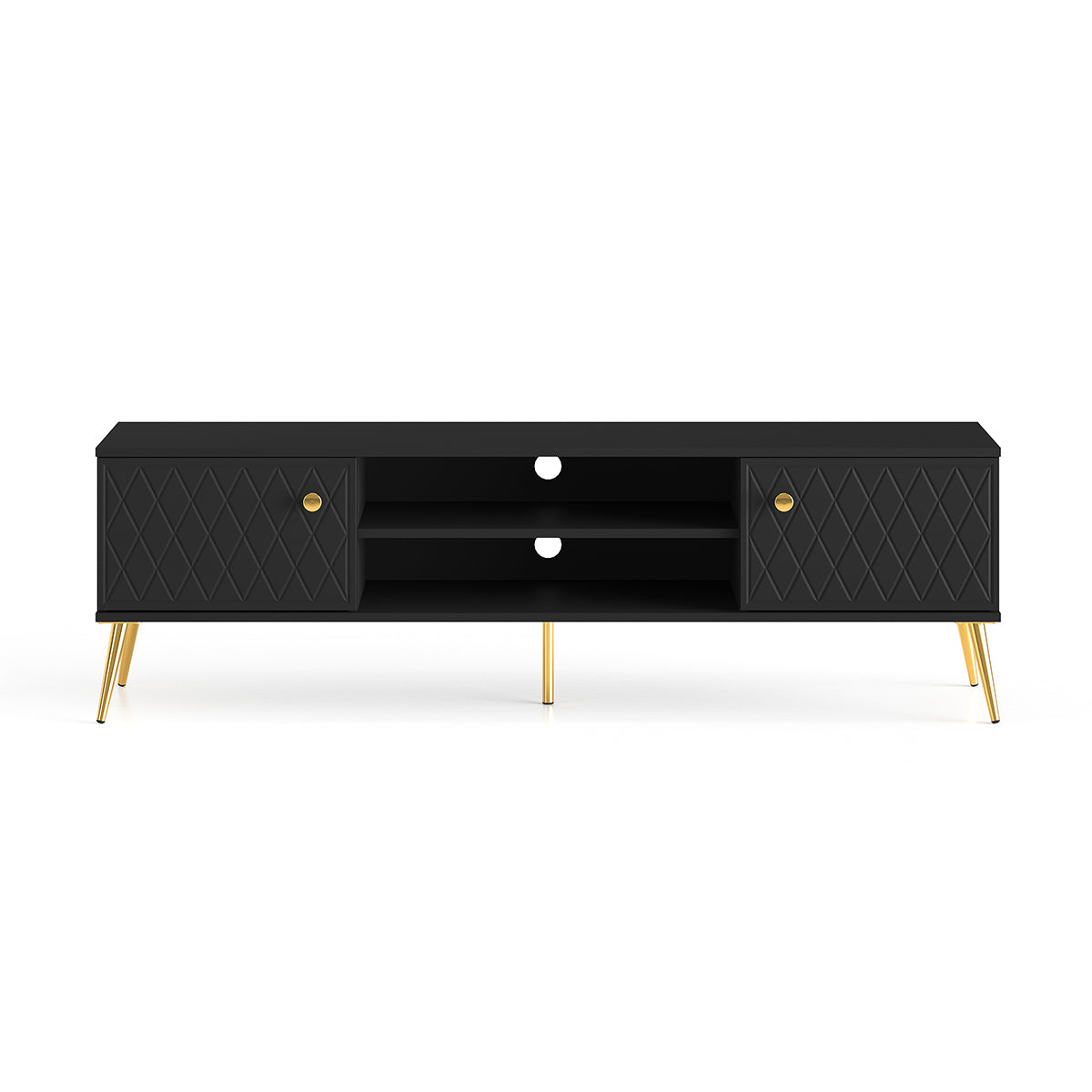 Meuble TV 2 portes 160 cm Manoé Noir - vue 3