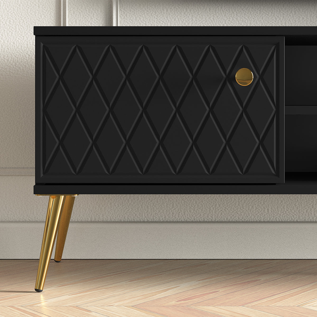 Meuble TV 2 portes 160 cm Manoé Noir - vue 9