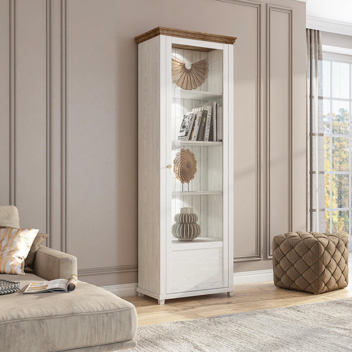 Vitrine 1 porte ouverture droite Martin Bois Blanc - vue 4