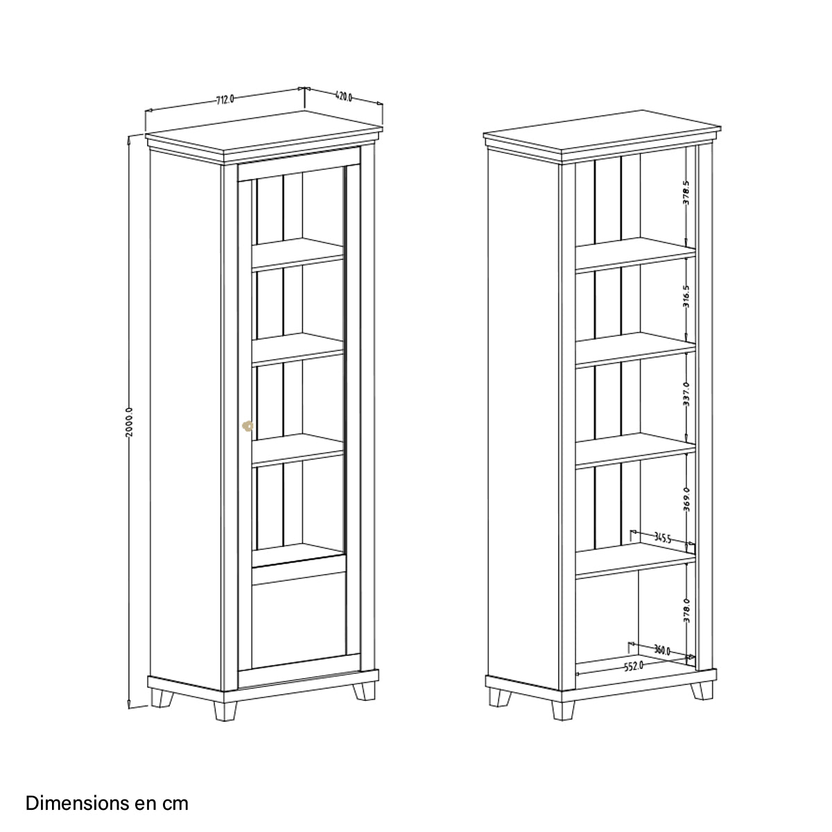 Vitrine 1 porte ouverture droite Martin Bois Blanc - vue 9
