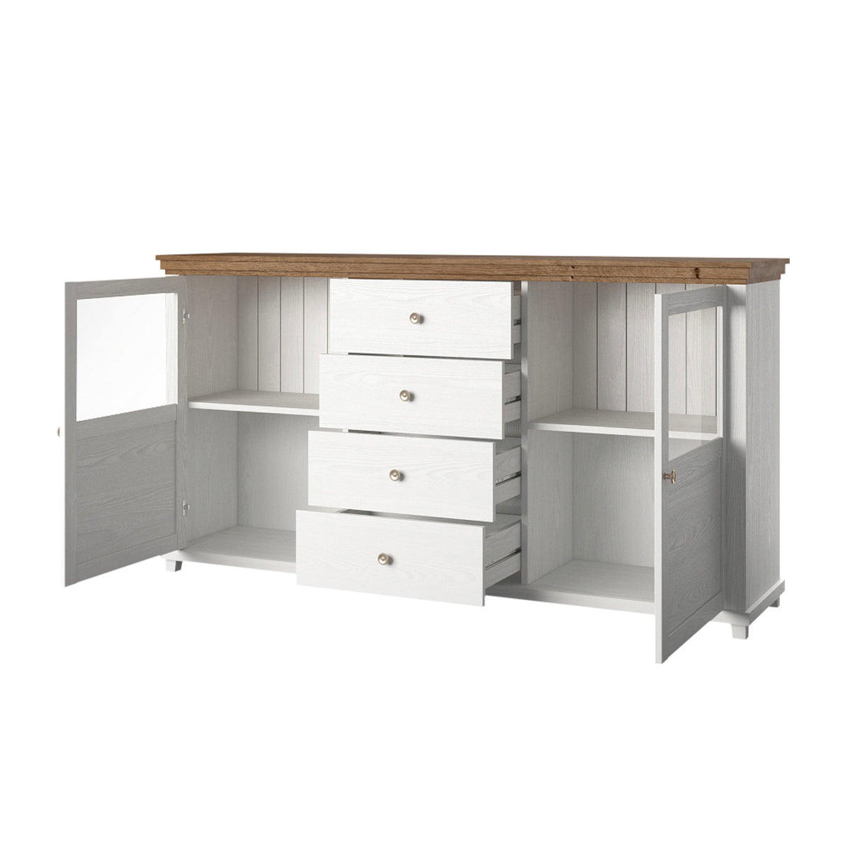 Buffet 2 portes 4 tiroirs Martin Bois Blanc - vue 3