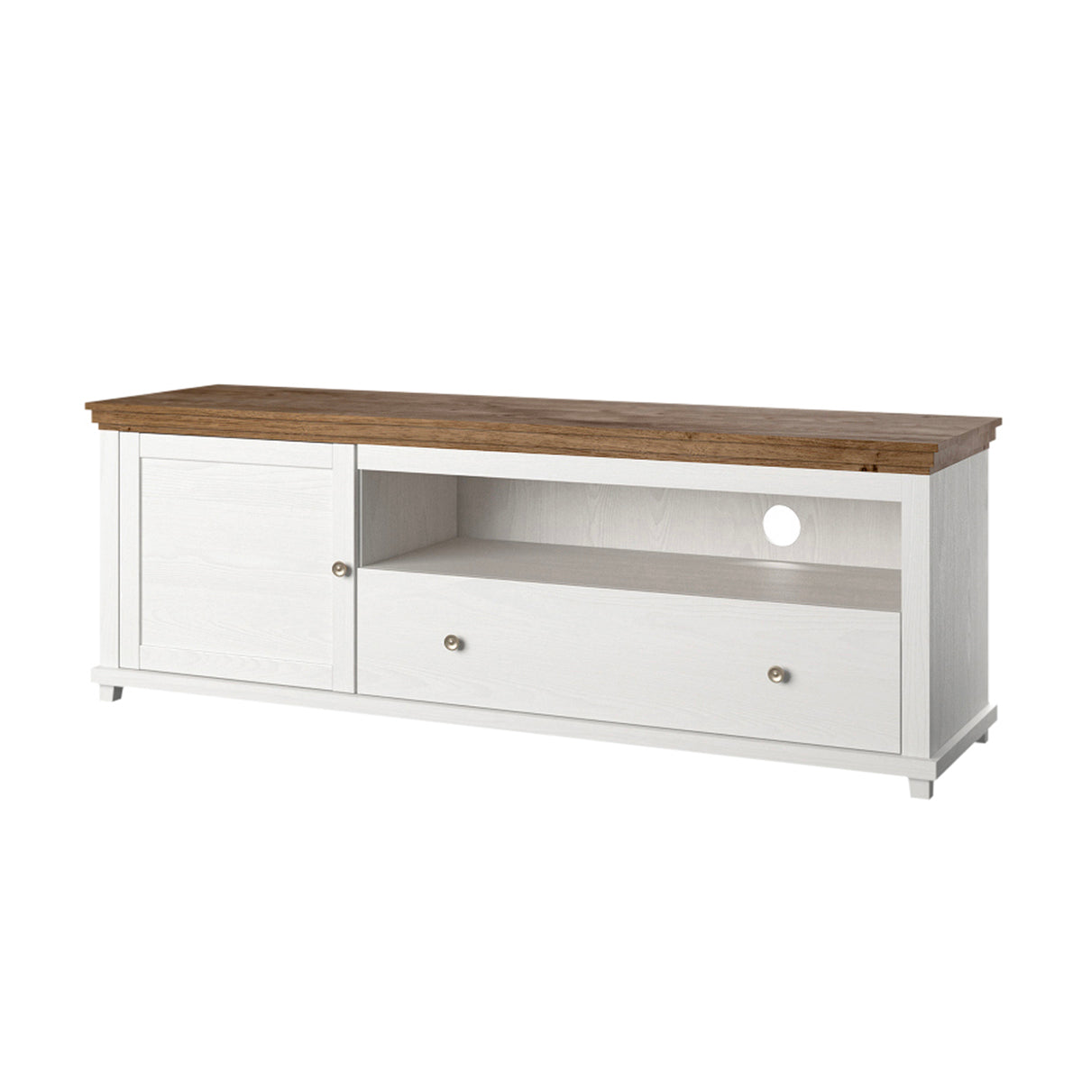 Meuble TV 1 porte 1 tiroir 181 cm Martin Bois Blanc