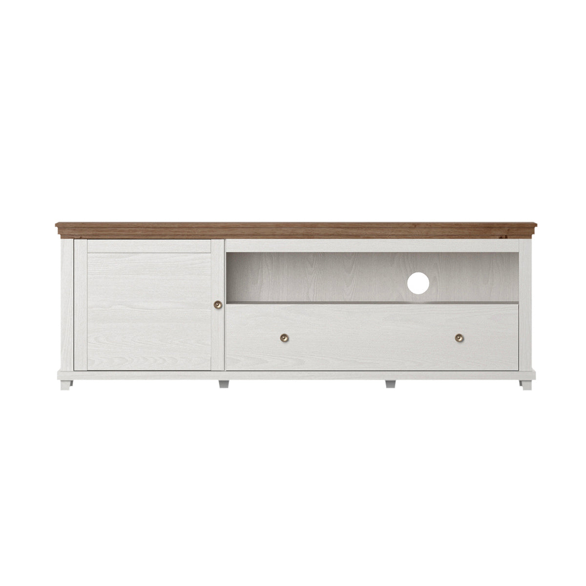 Meuble TV 1 porte 1 tiroir 181 cm Martin Bois Blanc - vue 2
