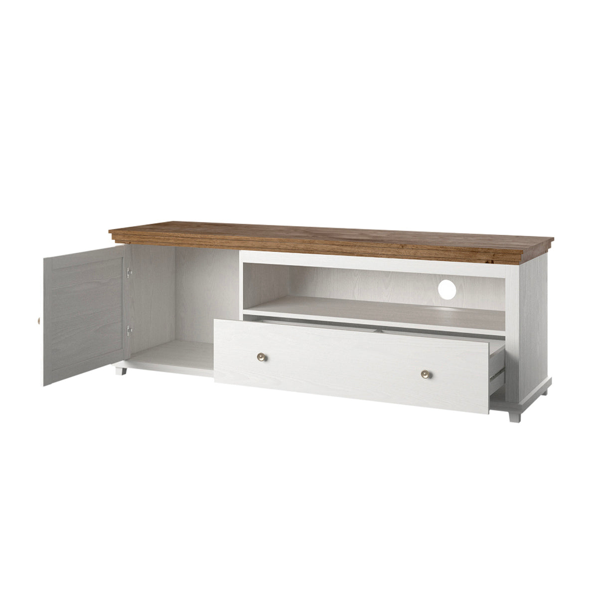 Meuble TV 1 porte 1 tiroir 181 cm Martin Bois Blanc - vue 3