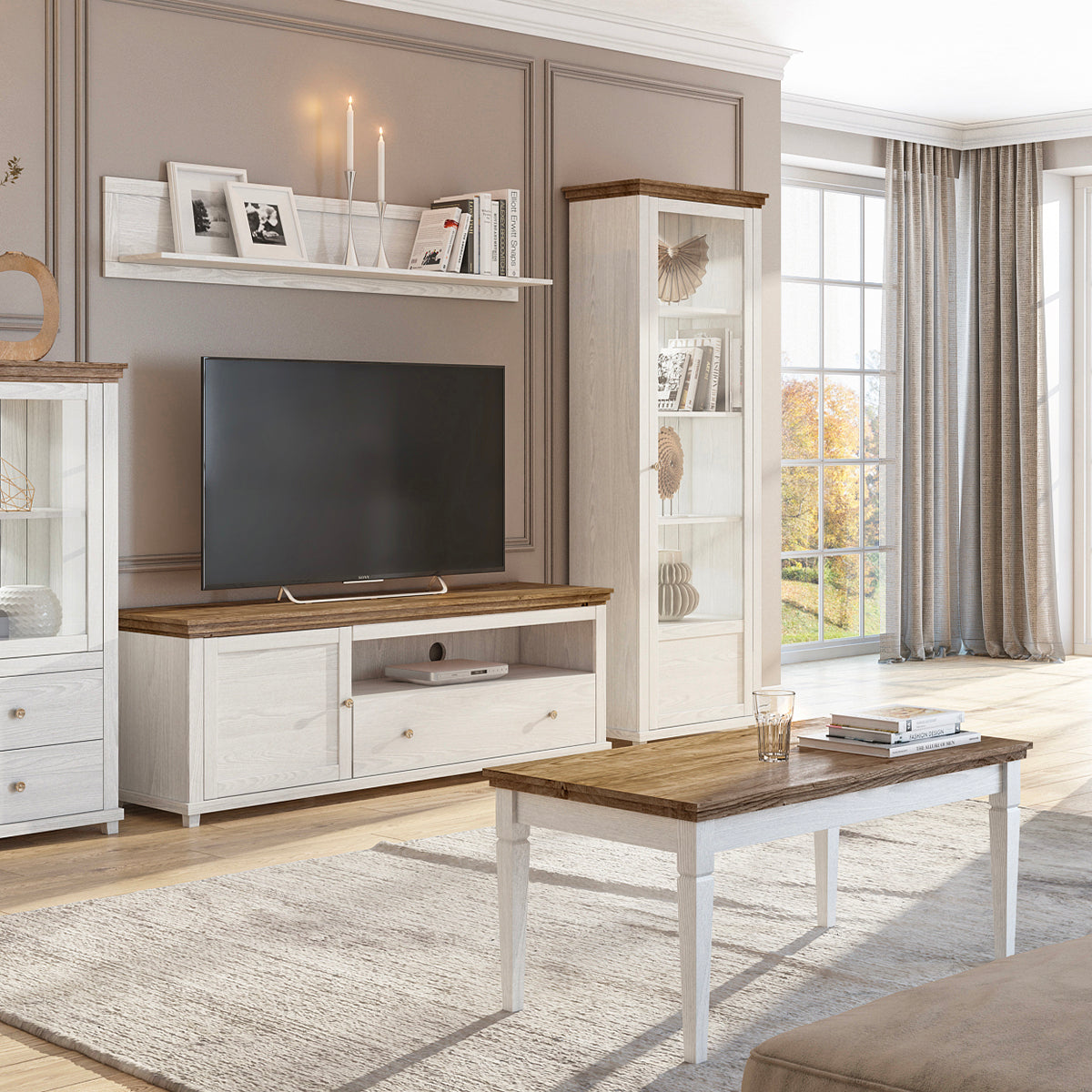 Meuble TV 1 porte 1 tiroir 181 cm Martin Bois Blanc - vue 5