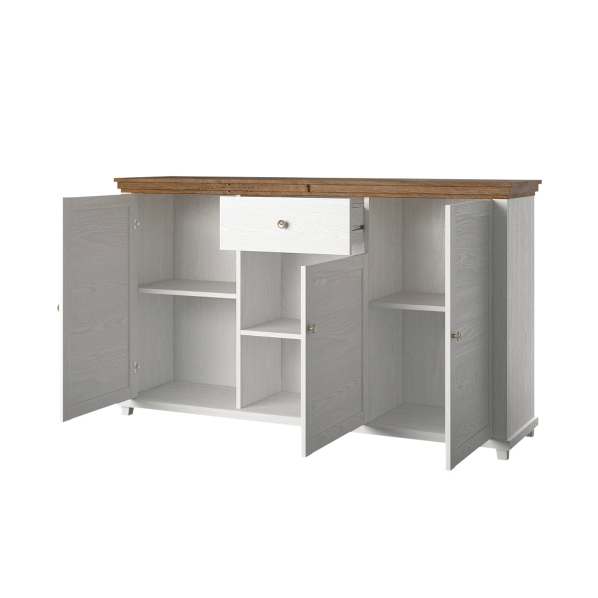 Buffet 3 portes 1 tiroir Martin Bois Blanc - vue 3