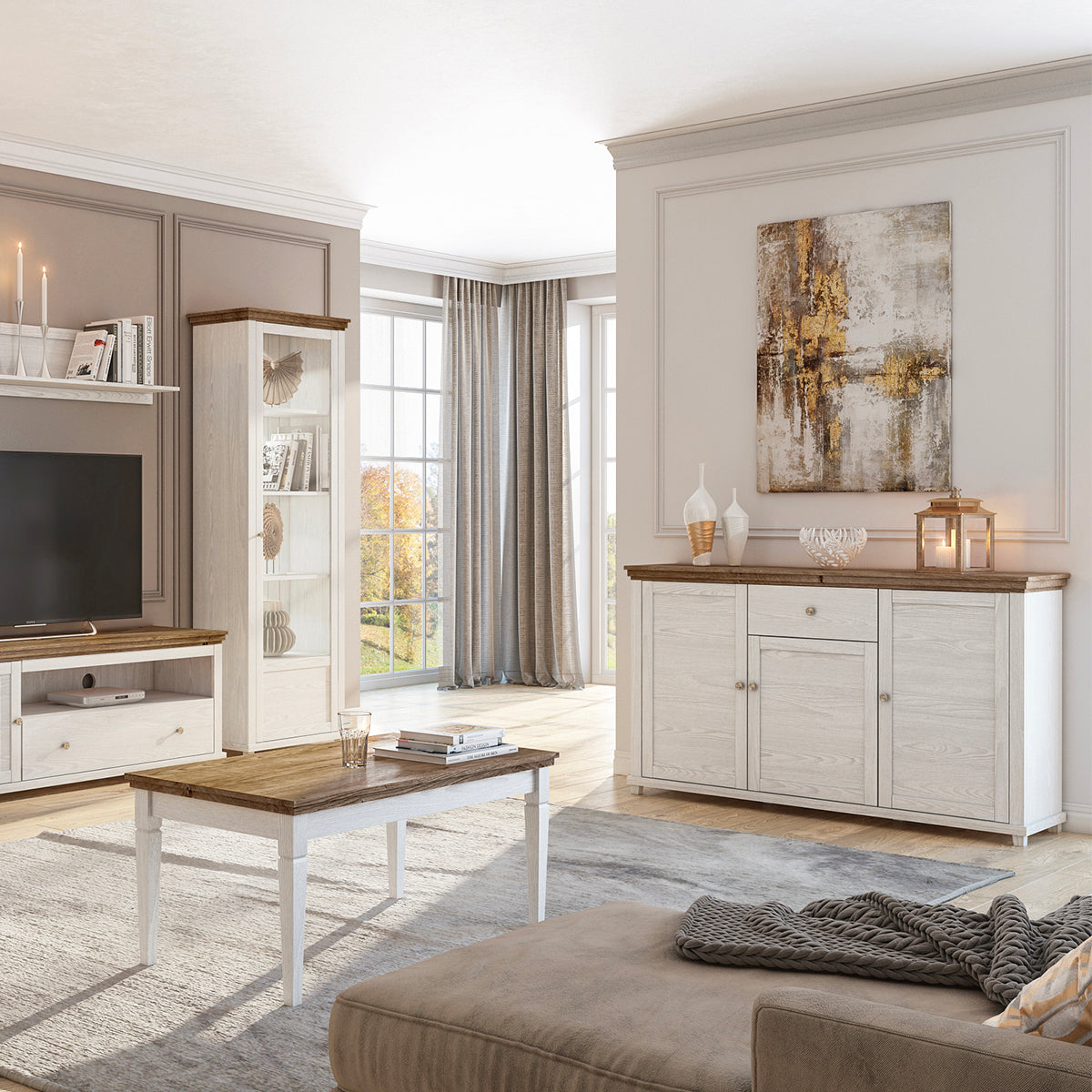 Buffet 3 portes 1 tiroir Martin Bois Blanc - vue 5
