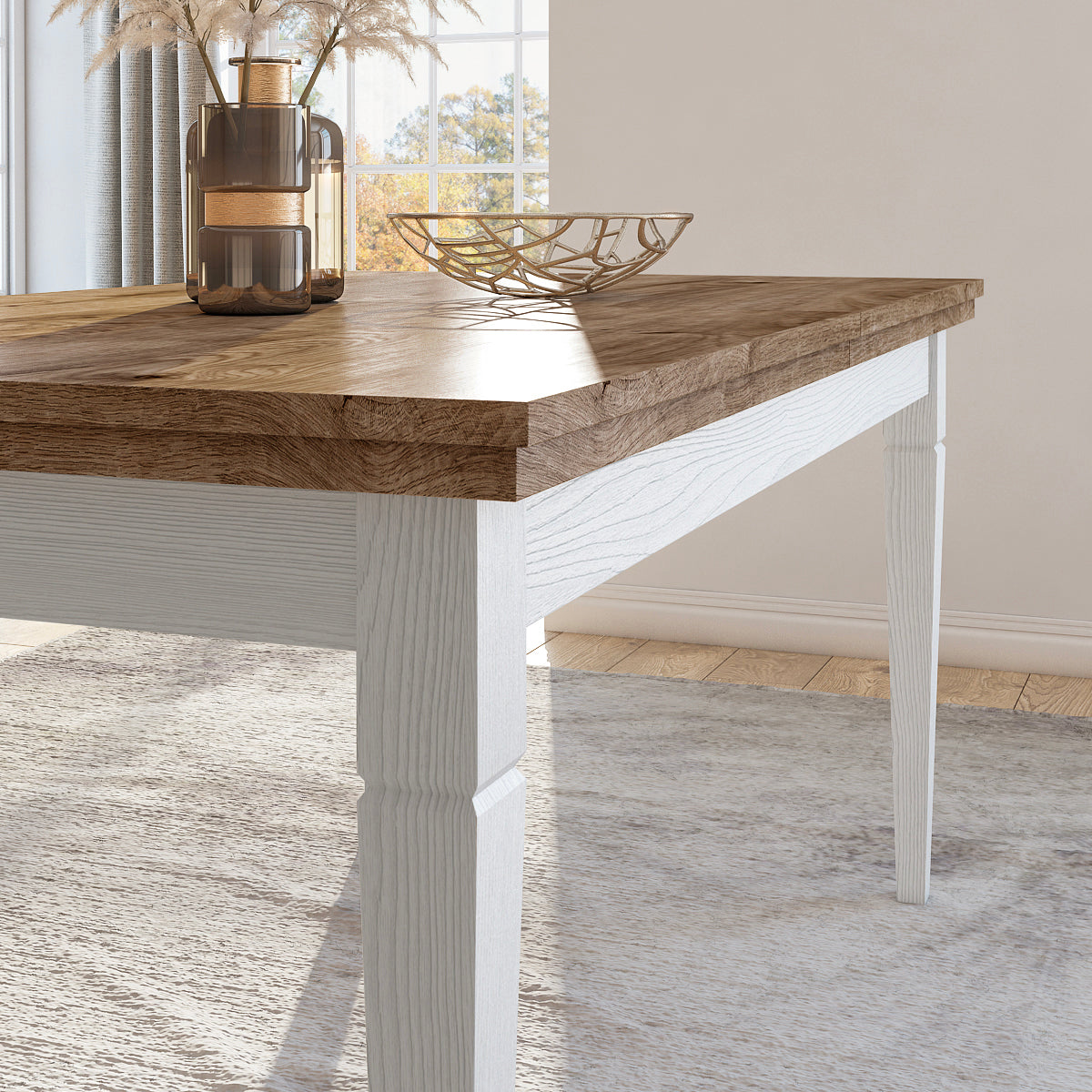Table à manger extensible 6 à 8 places Martin Bois Blanc - vue 3