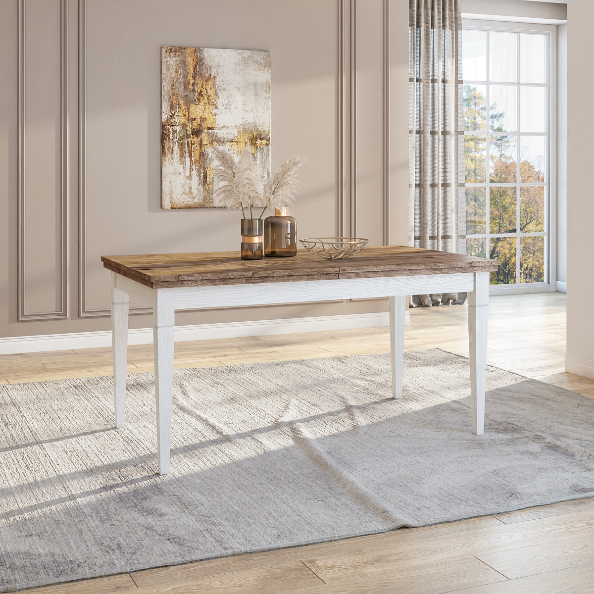 Table à manger extensible 6 à 8 places Martin Bois Blanc - vue 4