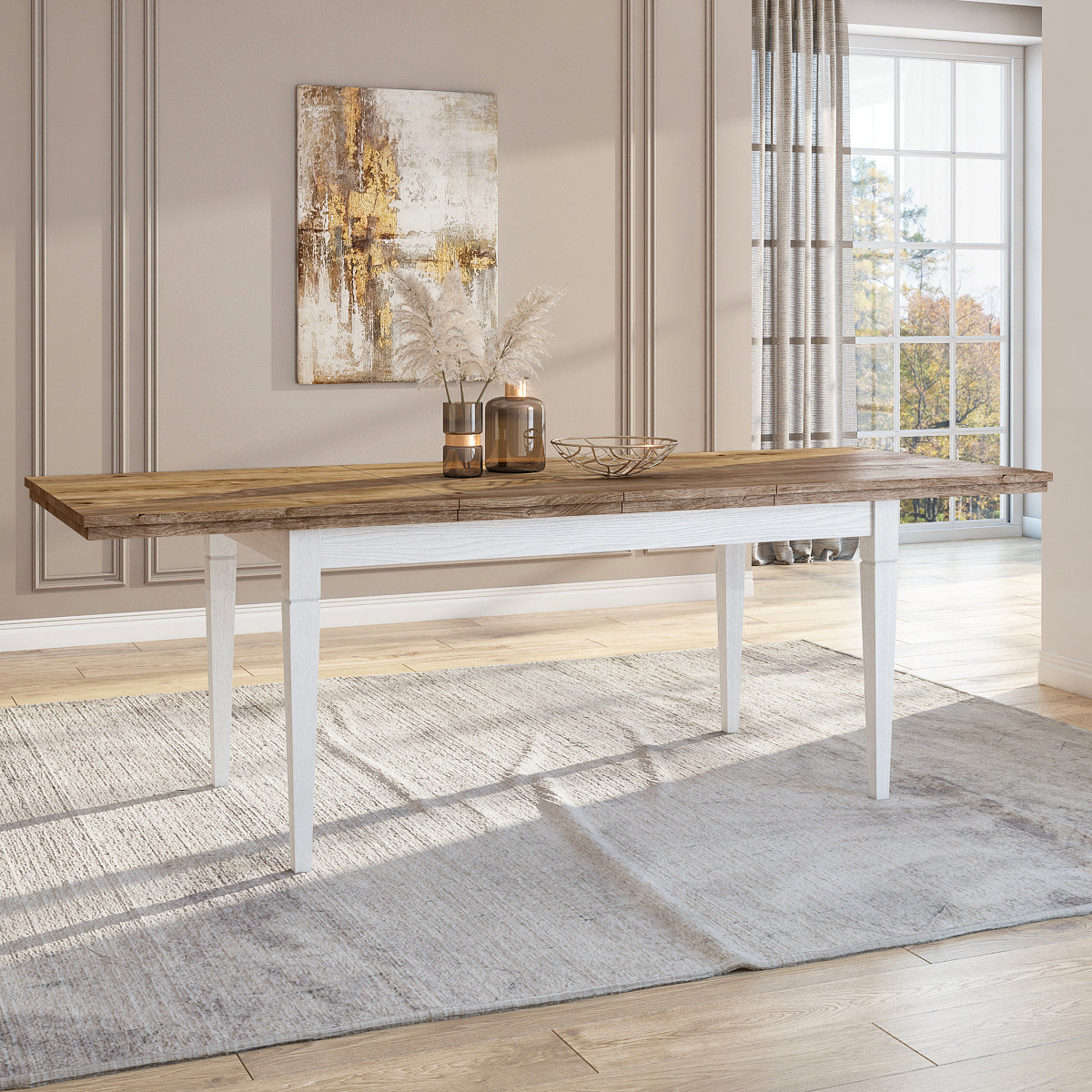 Table à manger extensible 6 à 8 places Martin Bois Blanc - vue 5