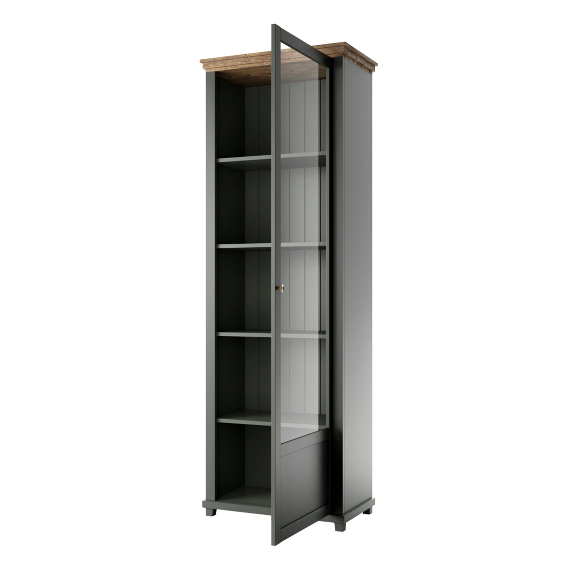 Vitrine 1 porte ouverture droite Martin Vert et Bois - vue 3
