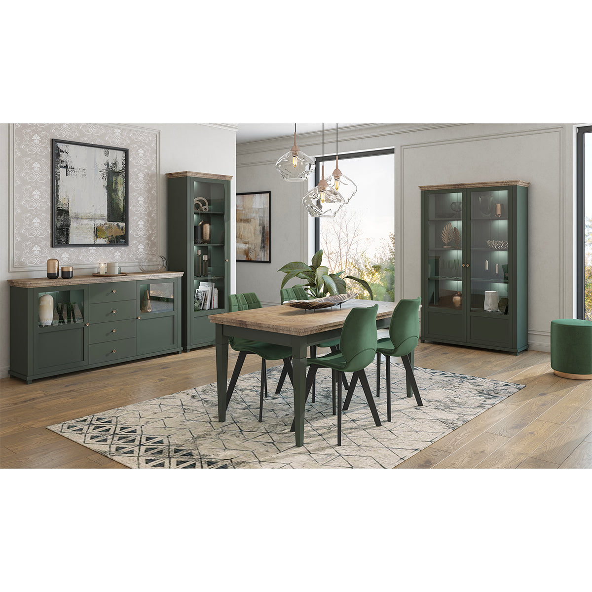 Vitrine 1 porte ouverture droite Martin Vert et Bois - vue 6