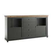 Buffet 2 portes 4 tiroirs Martin Vert et Bois