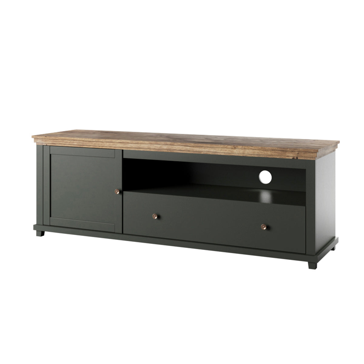 Meuble TV 1 porte 1 tiroir 181 cm Martin Vert et Bois