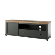 Meuble TV 1 porte 1 tiroir 181 cm Martin Vert et Bois