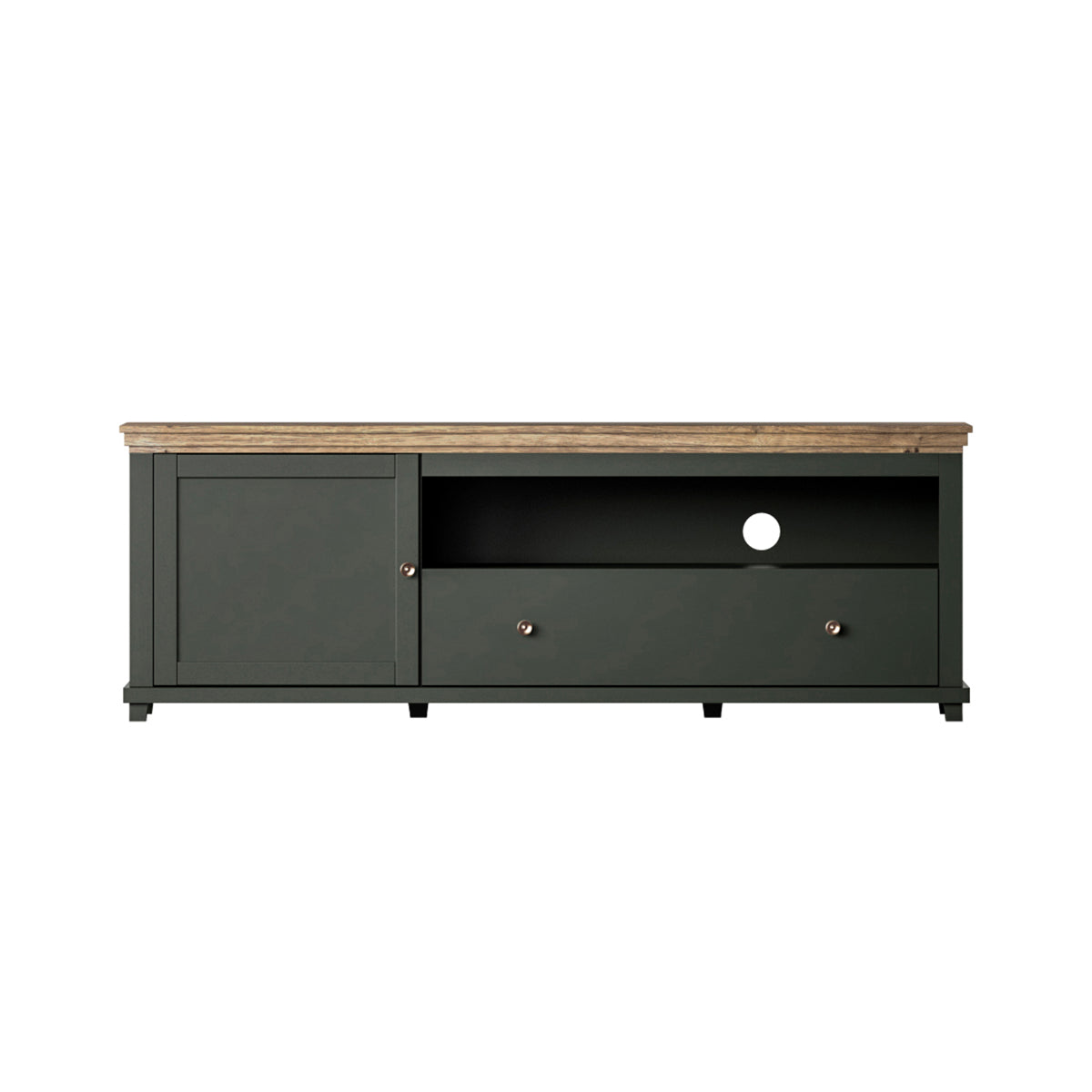 Meuble TV 1 porte 1 tiroir 181 cm Martin Vert et Bois - vue 2