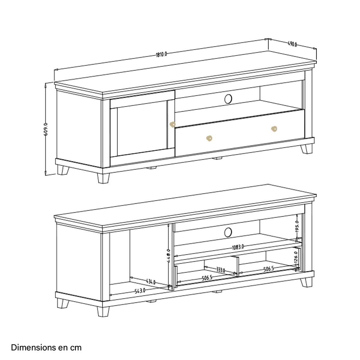 Meuble TV 1 porte 1 tiroir 181 cm Martin Vert et Bois - vue 7