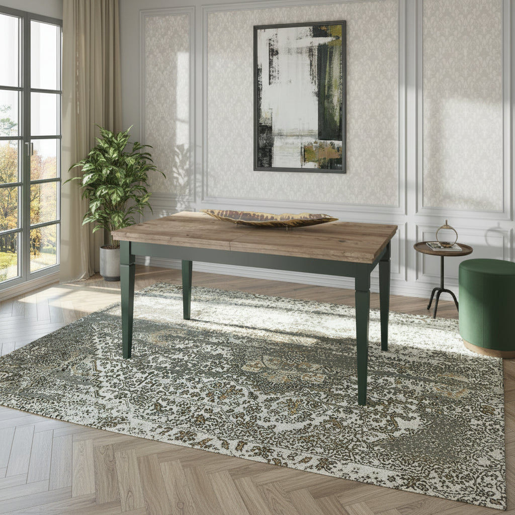 Table à manger extensible 6 à 8 places Martin Vert et Bois - vue 5