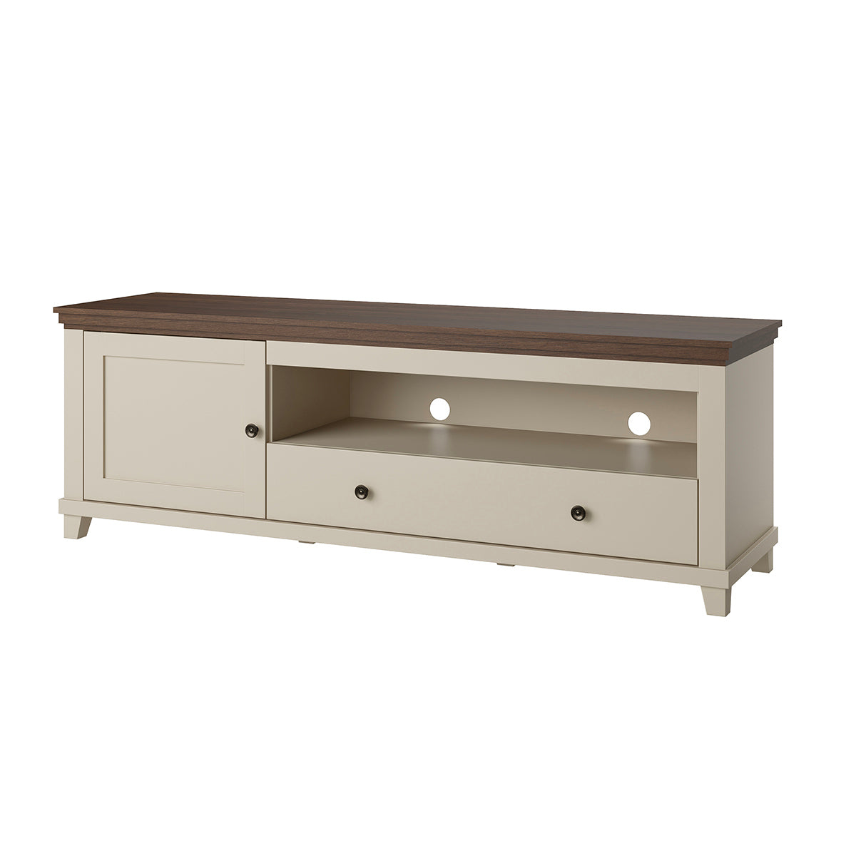 Meuble TV 1 porte 1 tiroir 181 cm Martin Beige et Bois