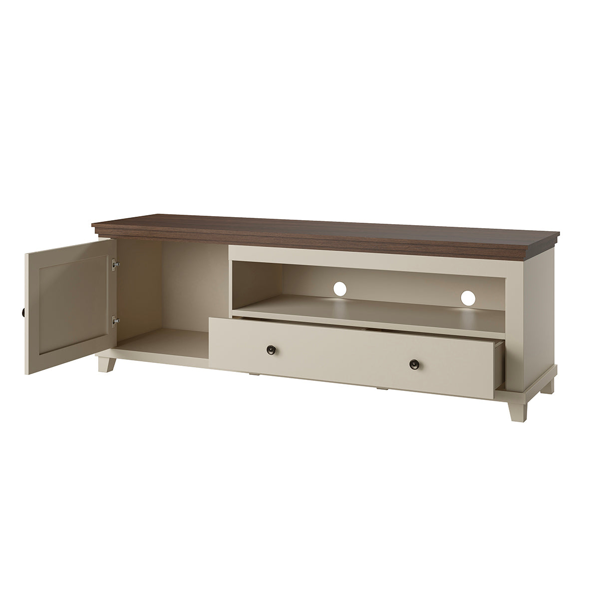 Meuble TV 1 porte 1 tiroir 181 cm Martin Beige et Bois - vue 3