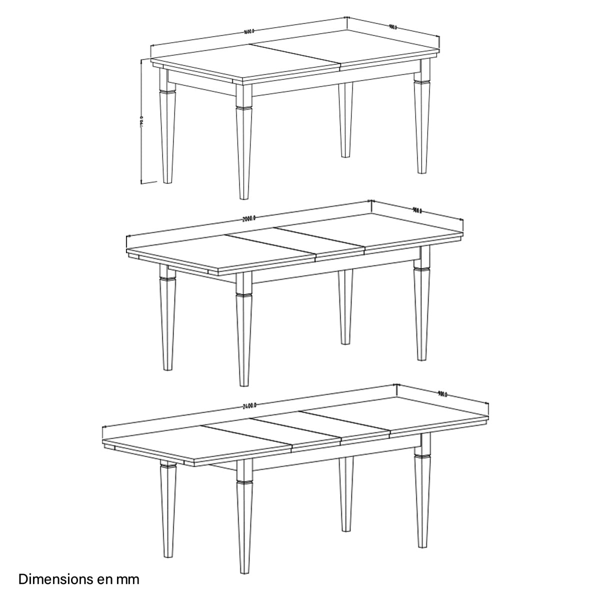 Table à manger extensible 6 à 8 places Martin Bois - vue 7