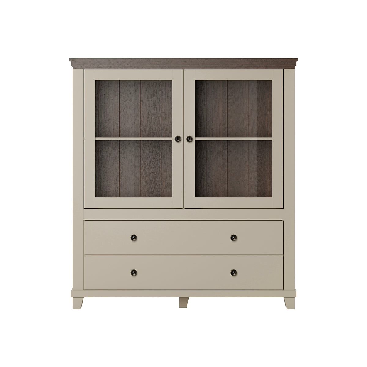 Vaisselier 2 portes 2 tiroirs Martin Beige et Bois - vue 6