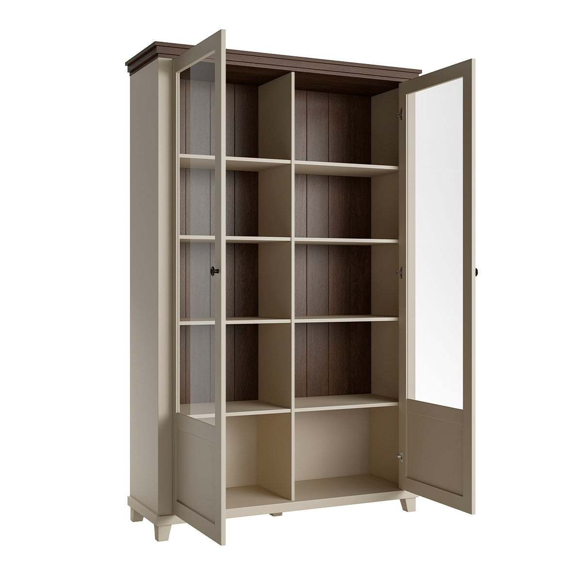 Vaisselier 2 portes Martin Beige et Bois - vue 3