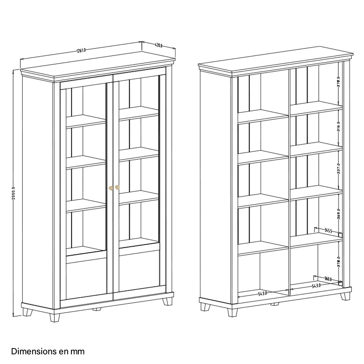 Vaisselier 2 portes Martin Beige et Bois - vue 7