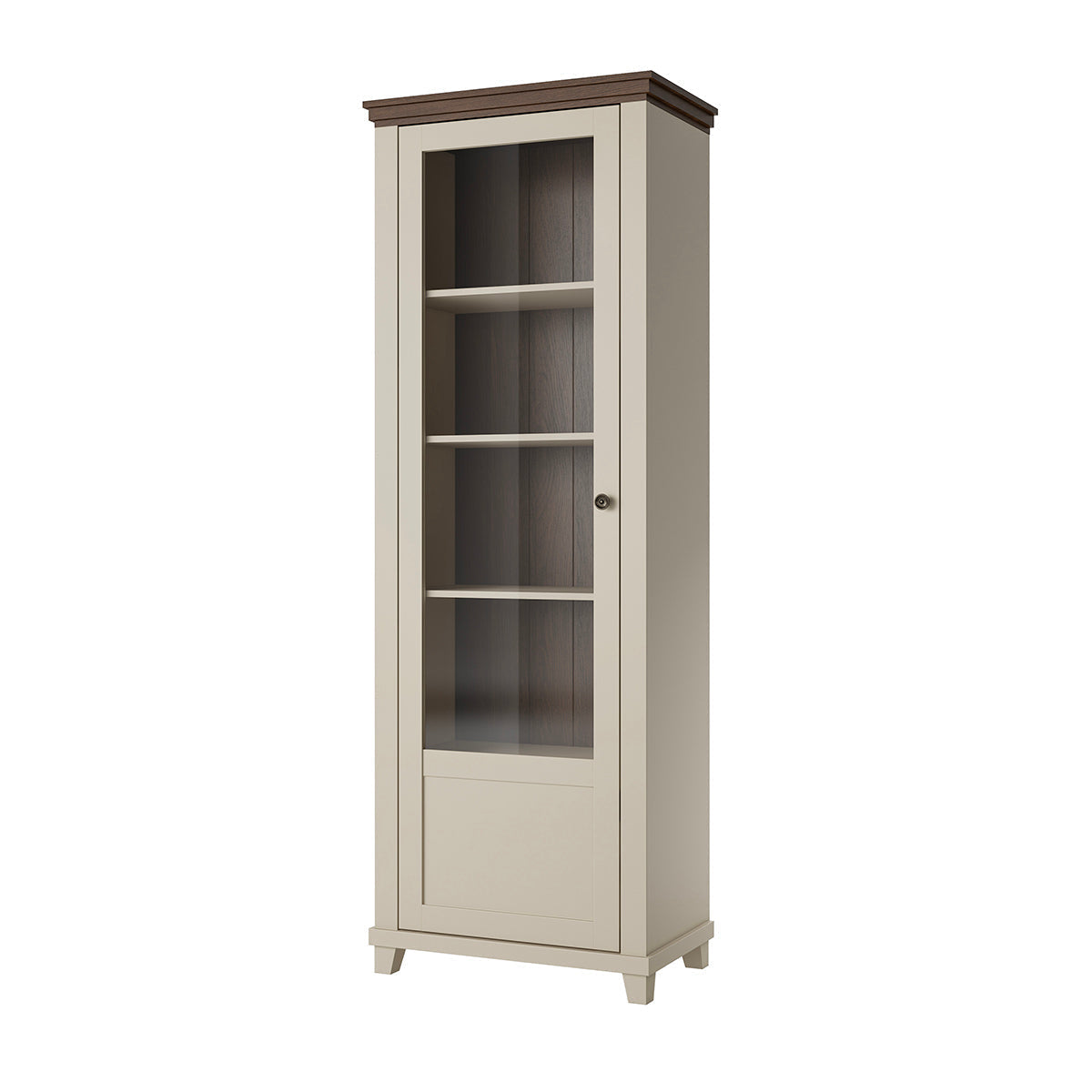 Vitrine 1 porte ouverture gauche Martin Beige et Bois