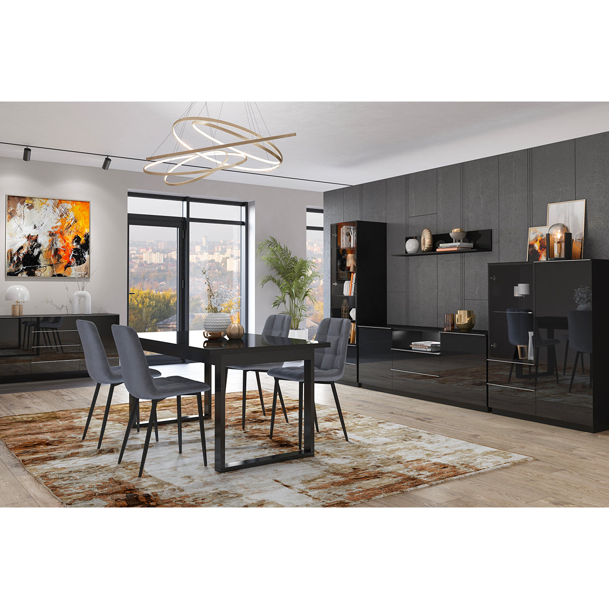 Vitrine 1 porte 2 tiroirs Mathis Noir - vue 4