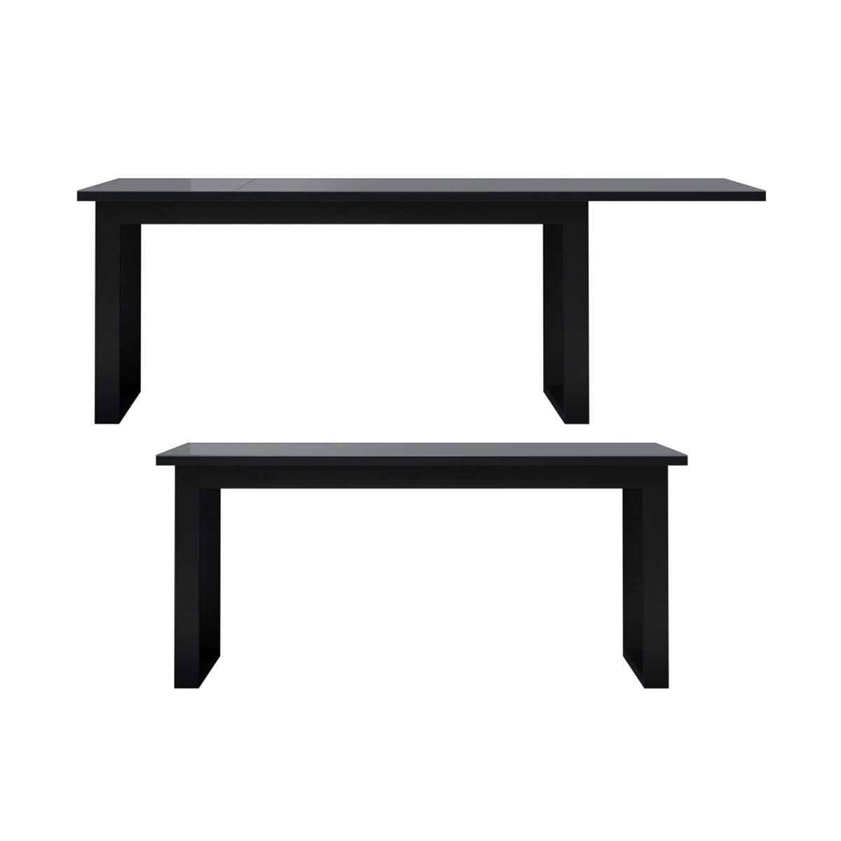 Table à manger extensible 6 à 8 places Mathis Gris et Noir - vue 2