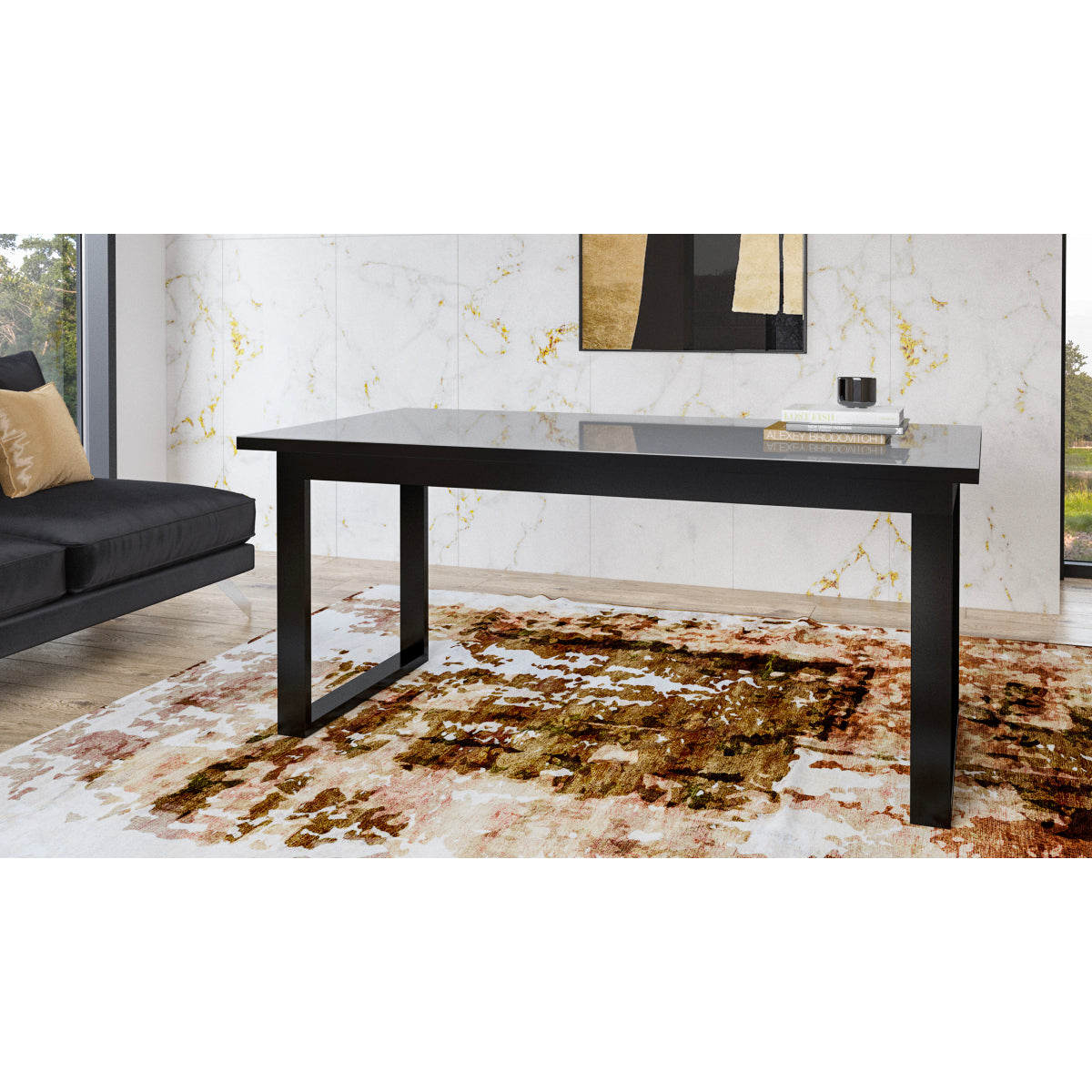 Table à manger extensible 6 à 8 places Mathis Gris et Noir - vue 3