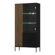 Vaisselier 2 portes 2 tiroirs Melchior Noir et Bois