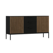 Buffet 2 portes 3 tiroirs Melchior Noir et Bois