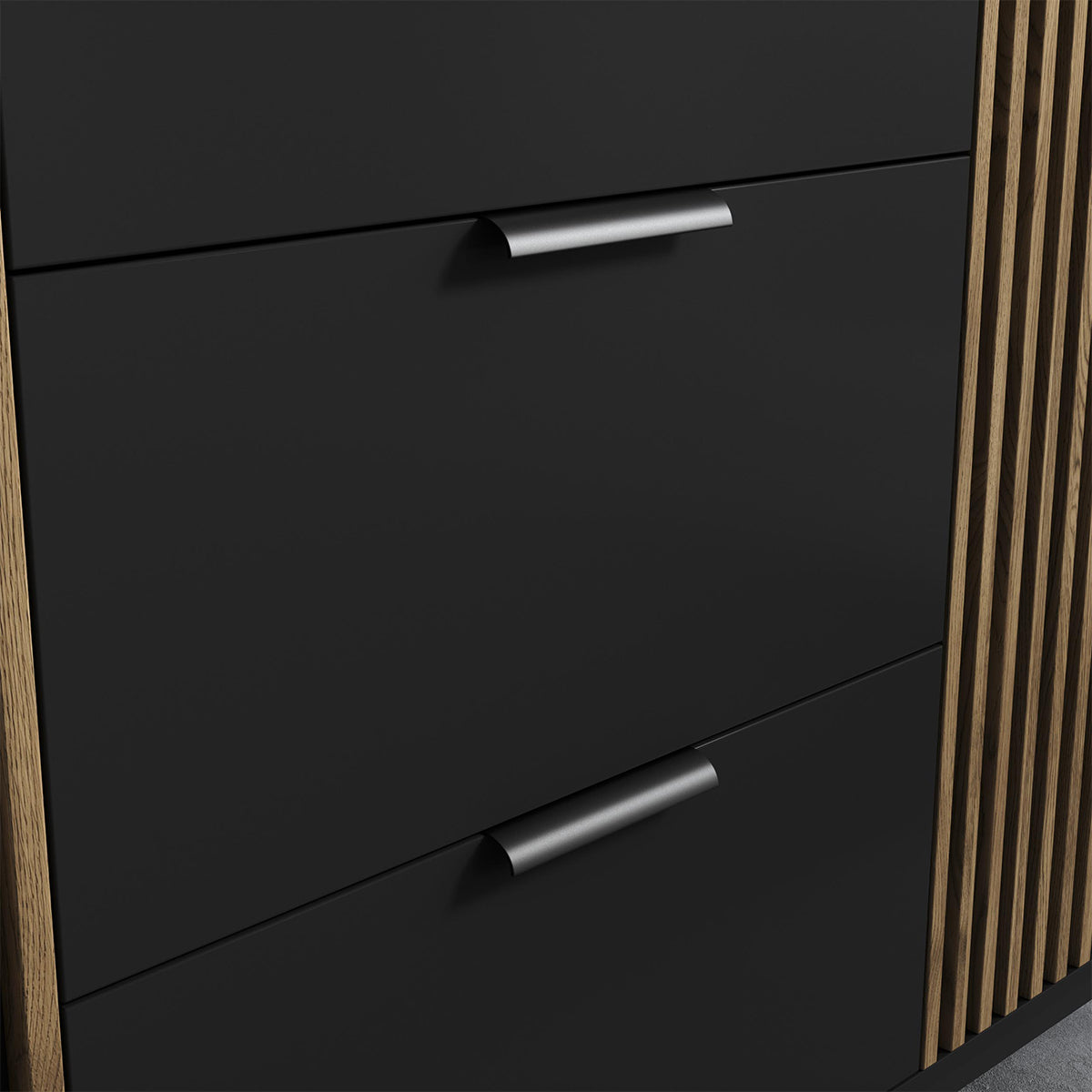 Buffet 2 portes 3 tiroirs Melchior Noir et Bois - vue 6