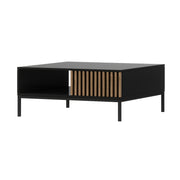 Table basse 1 tiroir 1 niche Melchior Noir et Bois