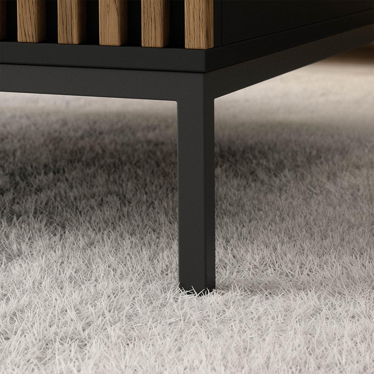 Table basse 1 tiroir 1 niche Melchior Noir et Bois - vue 6