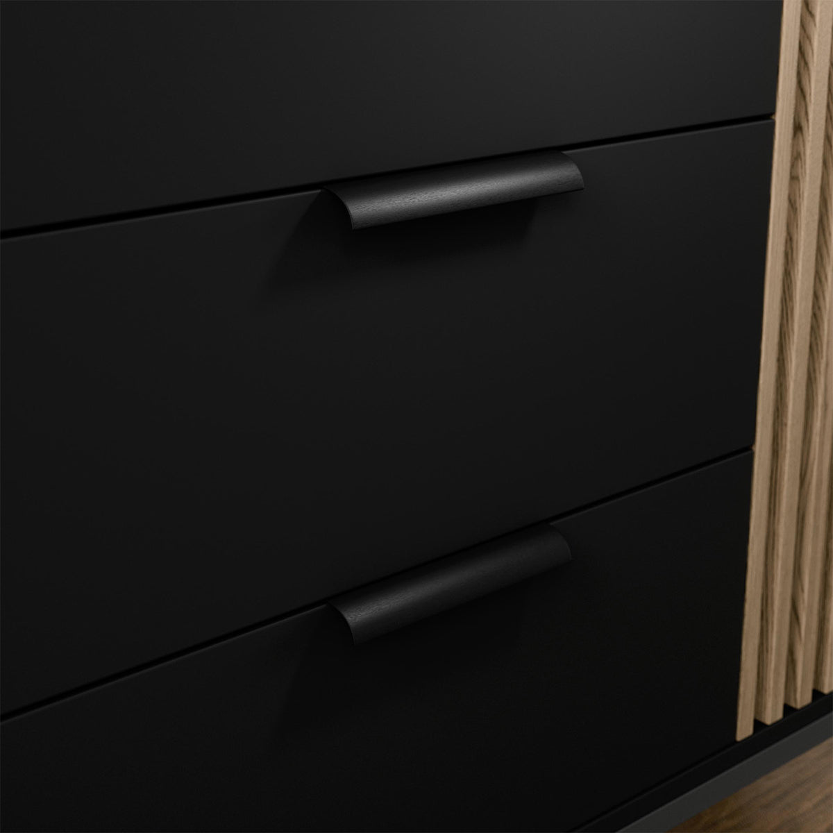 Meuble TV 150 cm 2 portes Melchior Noir et Bois - vue 6