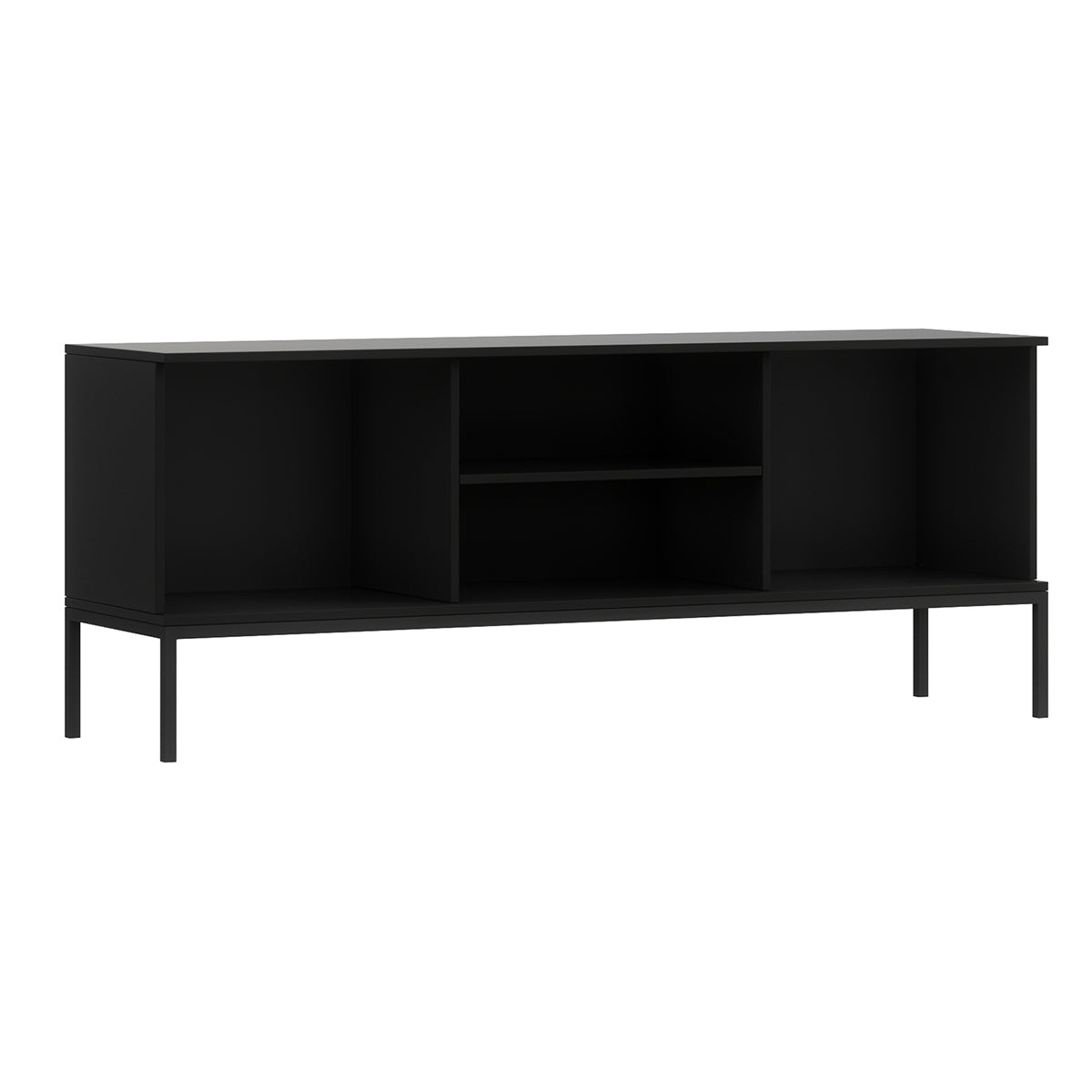 Meuble TV 150 cm 2 portes Melchior Noir et Bois - vue 4