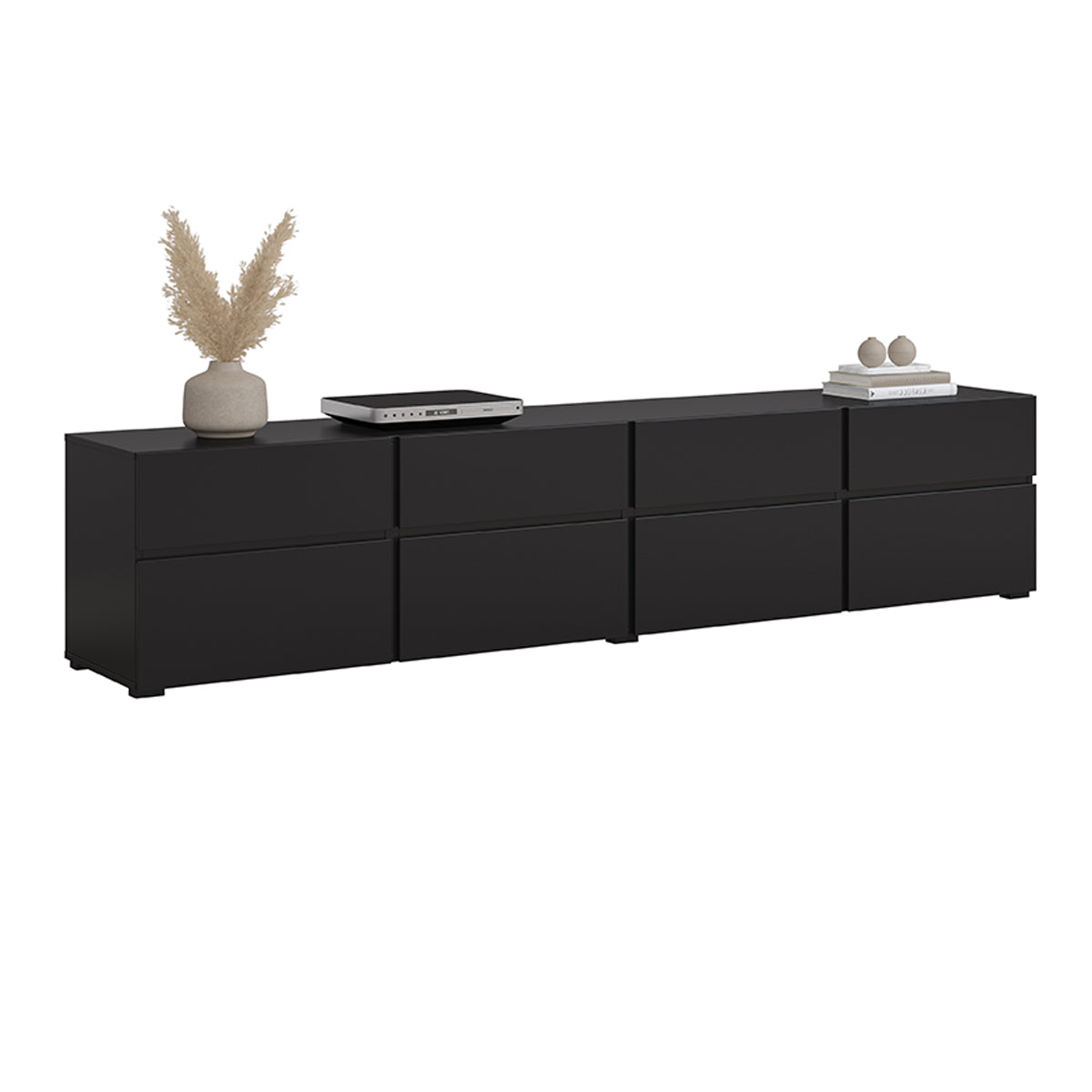 Meuble TV 4 portes 225 cm Lilia Noir - vue 4