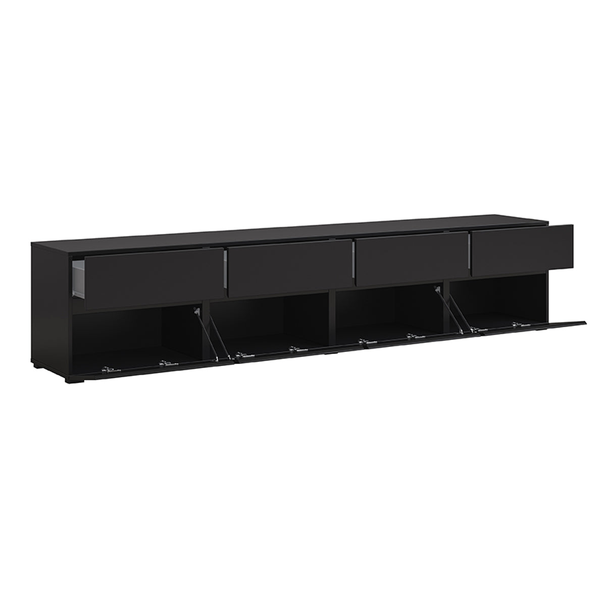 Meuble TV 4 portes 225 cm Lilia Noir - vue 6