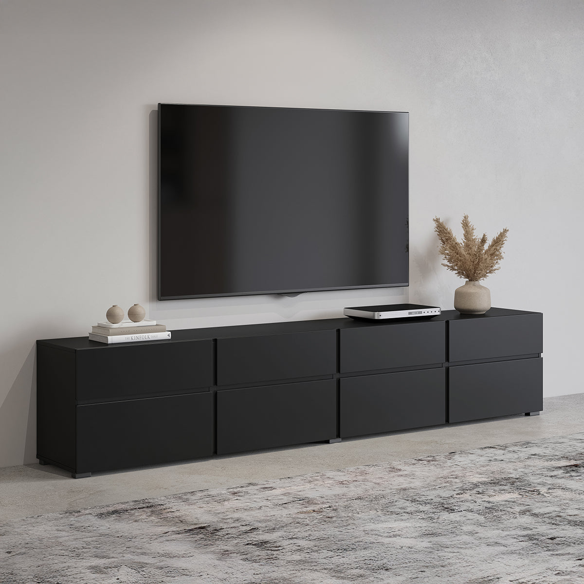 Meuble TV 4 portes 225 cm Lilia Noir - vue 3
