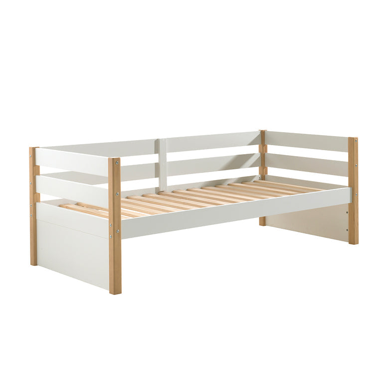 Lit banquette 90x200 sommier inclus Vipack Margrit - Blanc et Bois