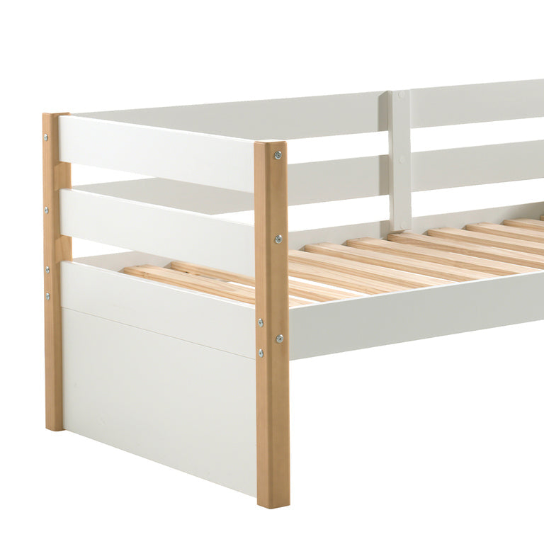 Lit banquette 90x200 sommier inclus Vipack Margrit - Blanc et Bois - vue 2