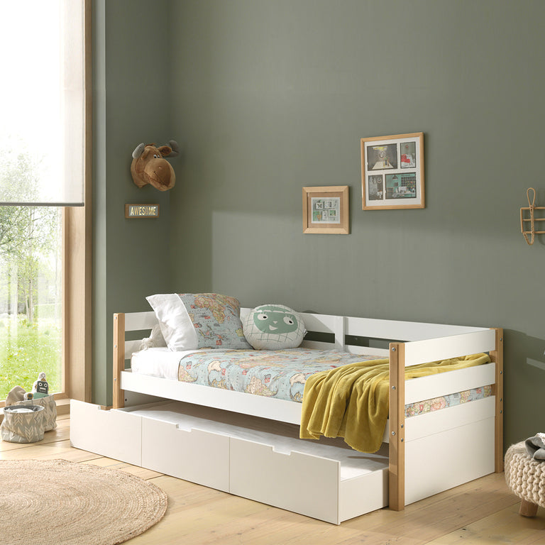 Tiroir de lit 90x190 Vipack Margrit - Blanc et Bois - vue 2