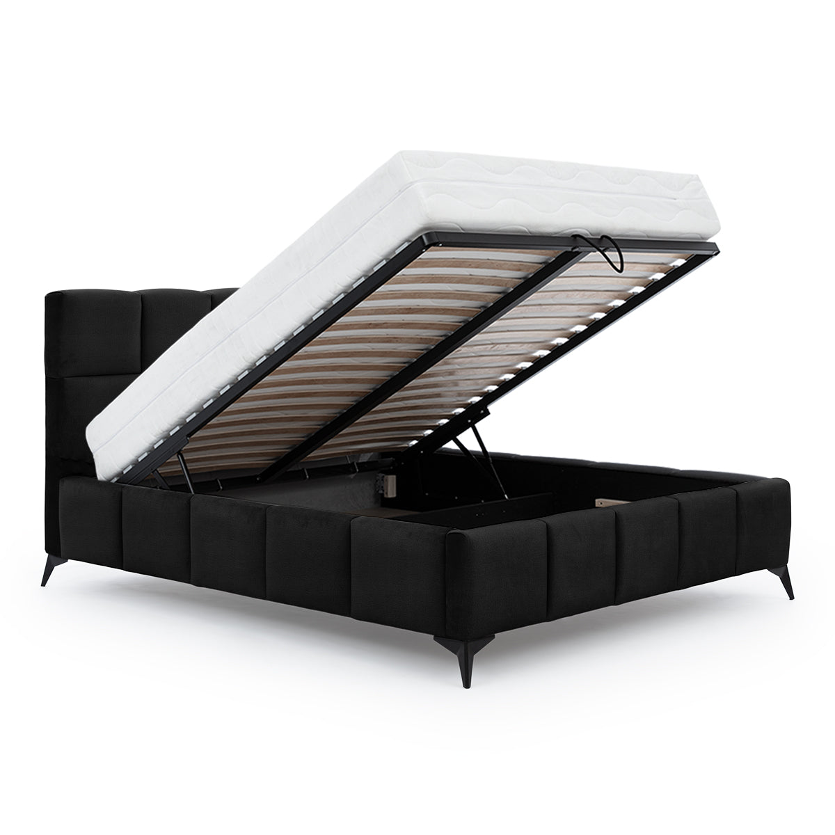 Lit coffre 180x200 sommier inclus Mira Noir - vue 2