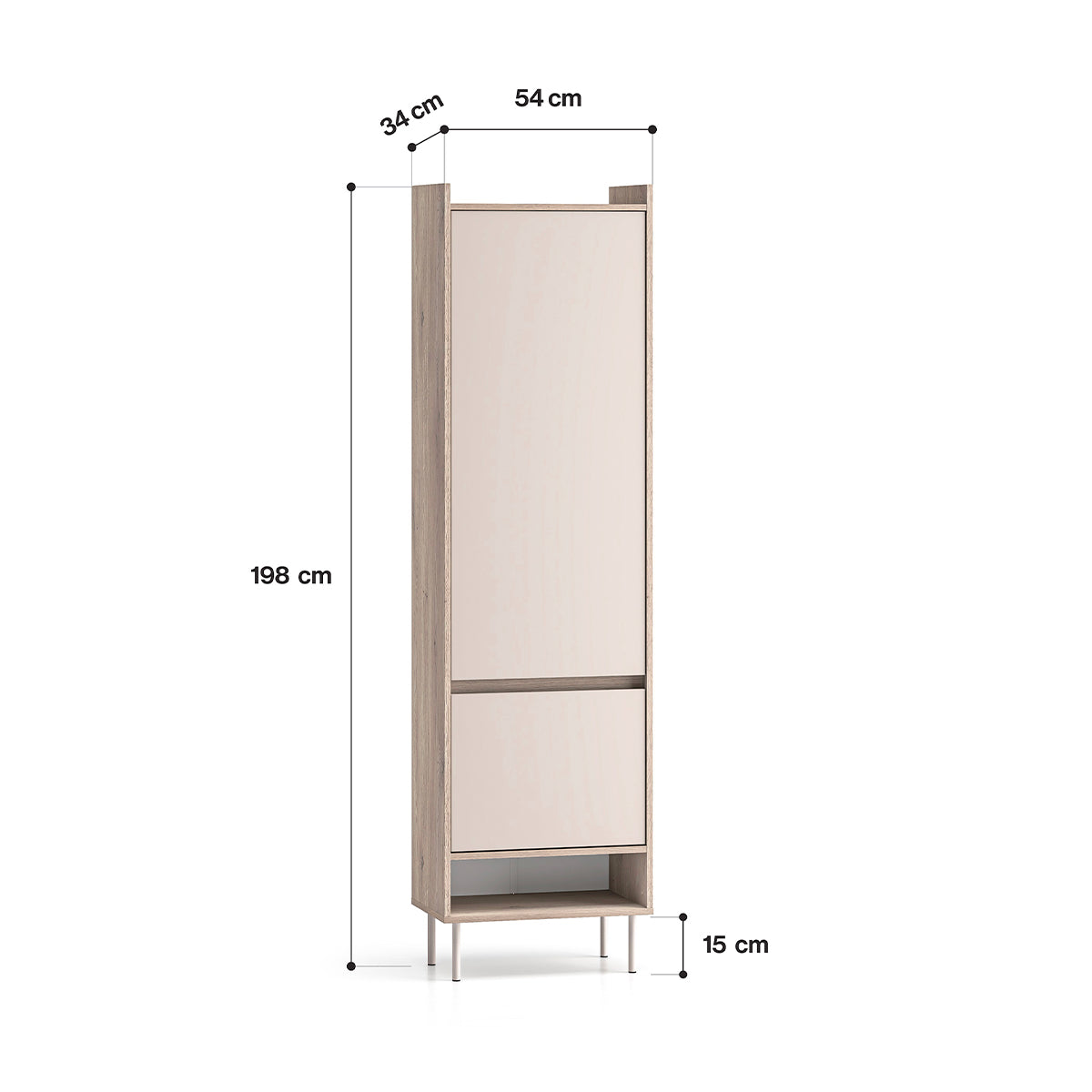 Armoire 2 portes entrée Alos Cachemire et Bois - vue 10