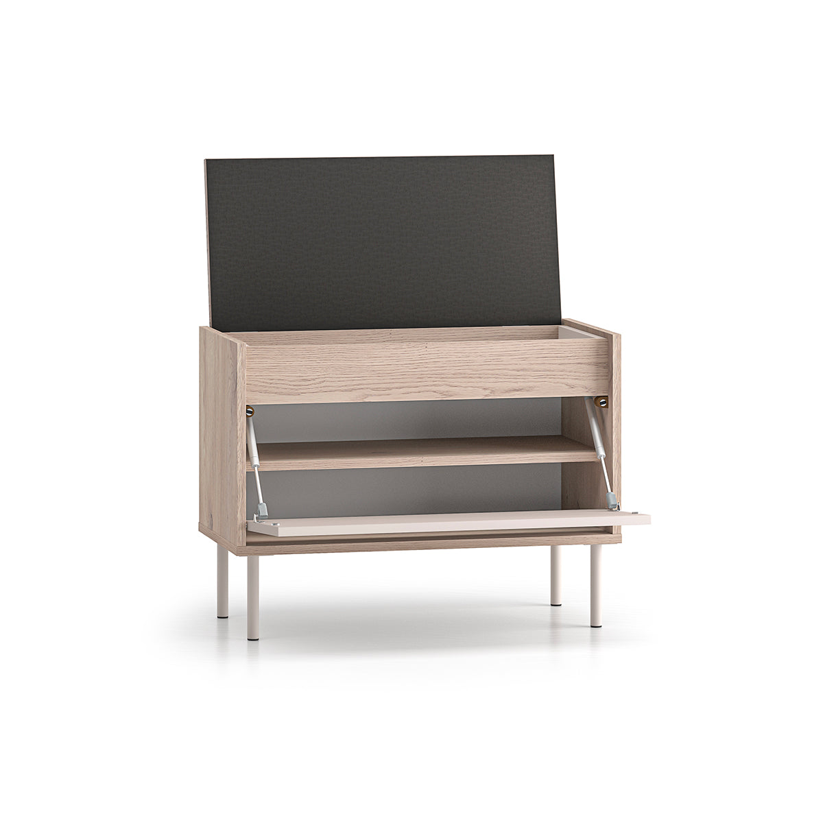 Banc meuble à chaussures 1 porte Alos Cachemire et Bois - vue 3
